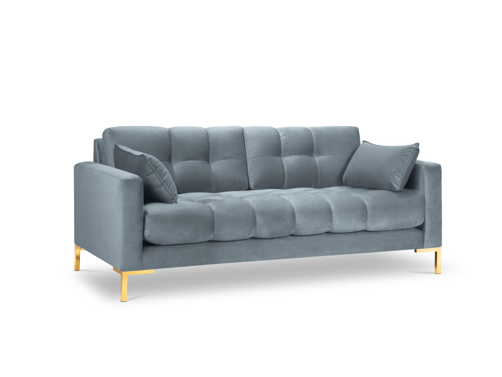 SOFA Mamaia aus Samt hellblau 3 Sitzplätze - Hellblau, Textil (92/75/177cm) - Micadoni
