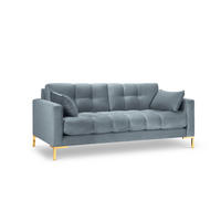 SOFA Mamaia aus Samt hellblau 3 Sitzplätze - Hellblau, Textil (92/75/177cm) - Micadoni