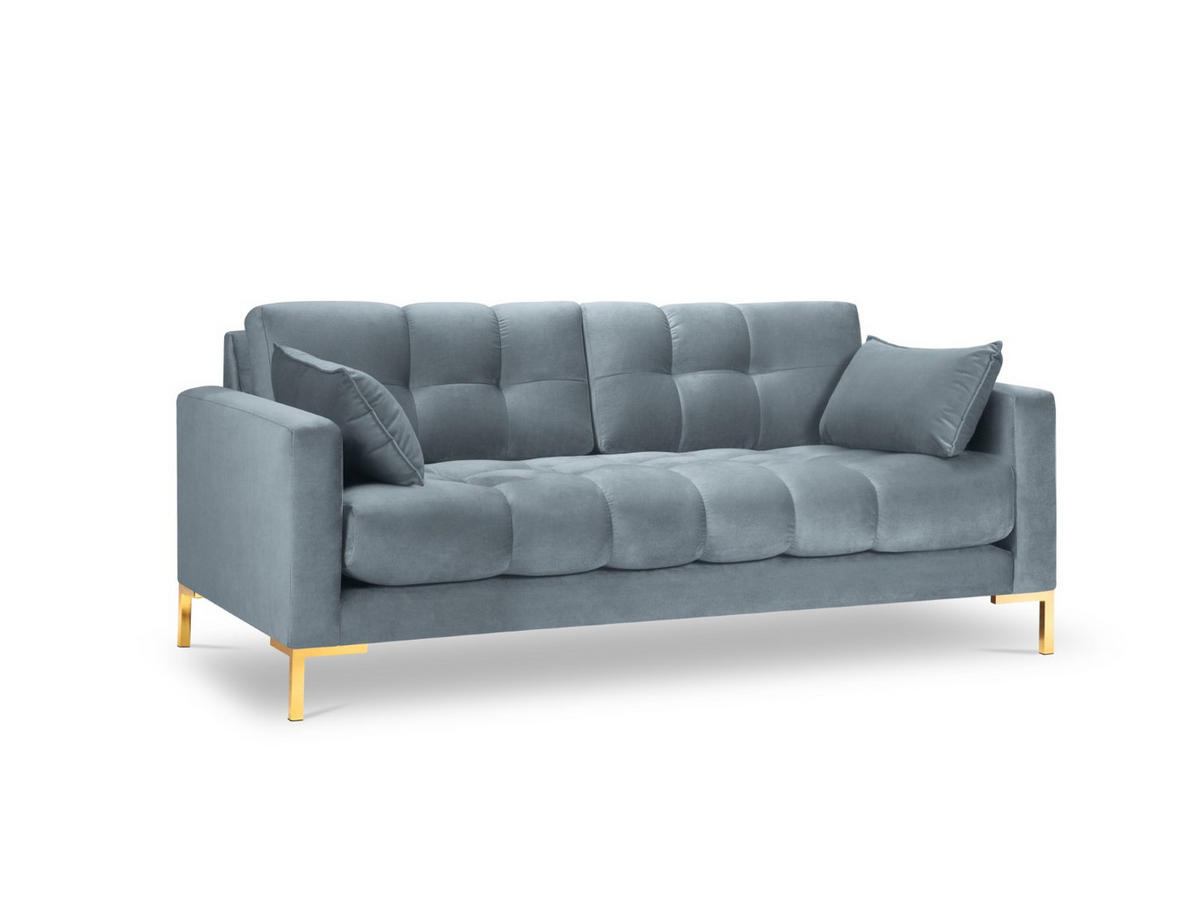 SOFA Mamaia aus Samt hellblau 3 Sitzplätze - Hellblau, Textil (92/75/177cm) - Micadoni