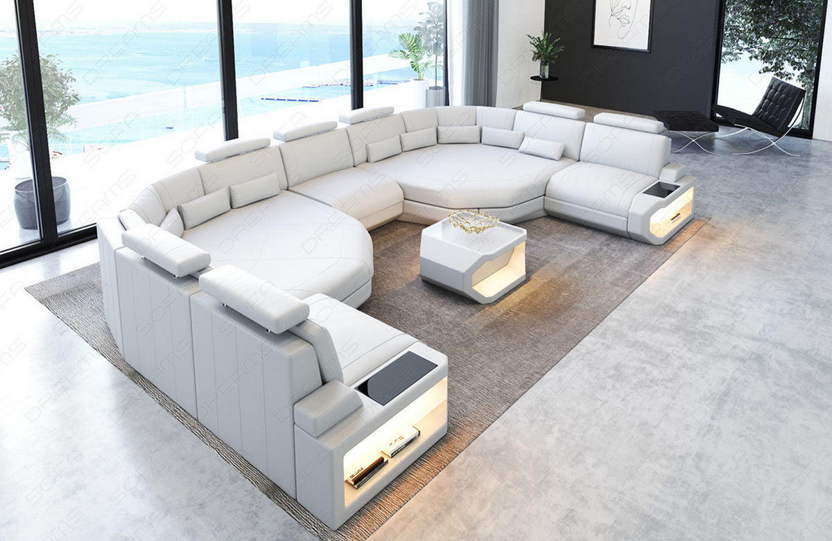 WOHNLANDSCHAFT Asti XXL - Weiß, Leder (435/93/280cm) - Sofa Dreams