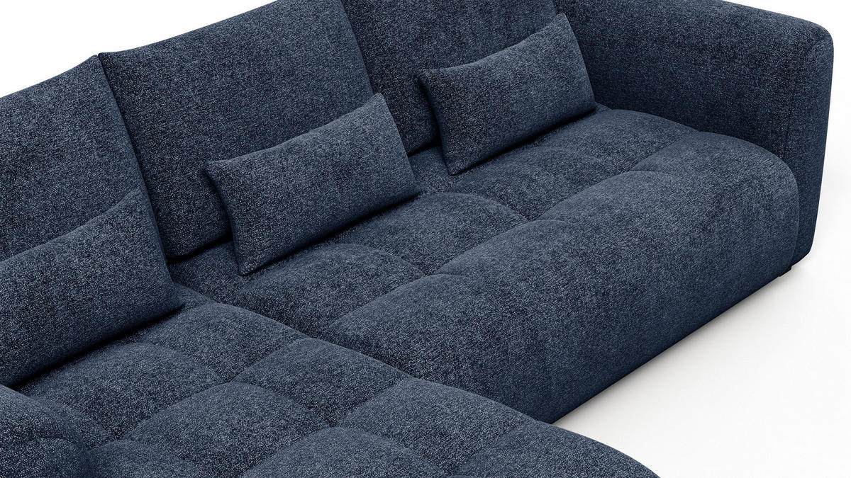 ECKSOFA SORENO 4-Sitzer, dunkelblau - Schwarz/Dunkelblau, Holz/Textil (293/171cm) - Courtois Laville