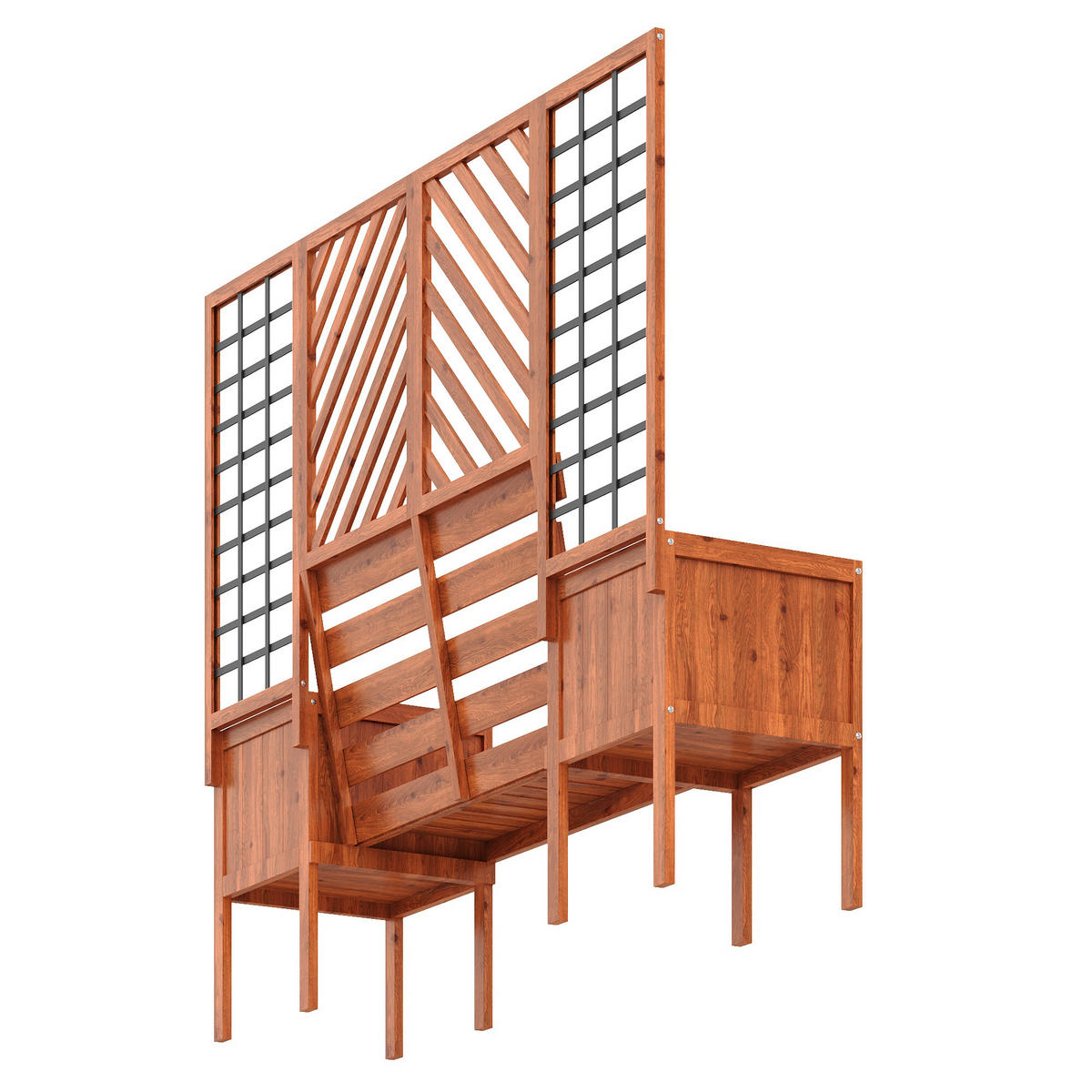 BLUMENTOPF 170/42/145 cm Braun mit Spalier als Rankhilfe - Braun, Holz (145/42/170cm) - Oxeza