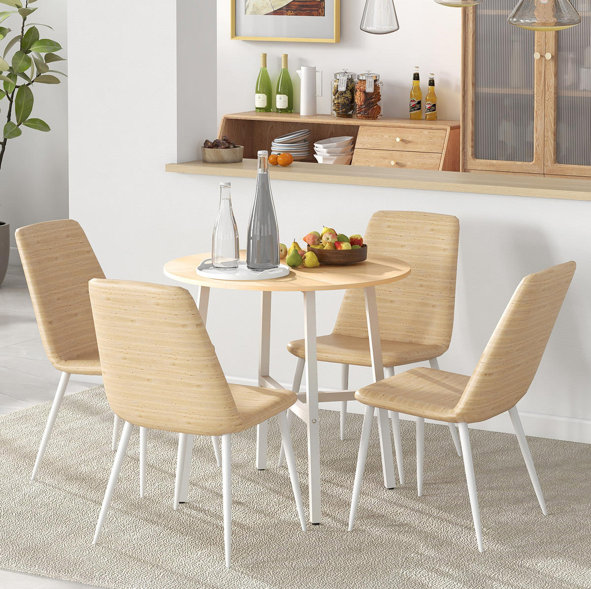 ESSTISCH aus Holzwerkstoff und Metall 80x80x76 cm Naturholz für 4 Personen mit rutschfesten Fußpolstern - Braun, Holzwerkstoff (80/80/76cm) - Modfu