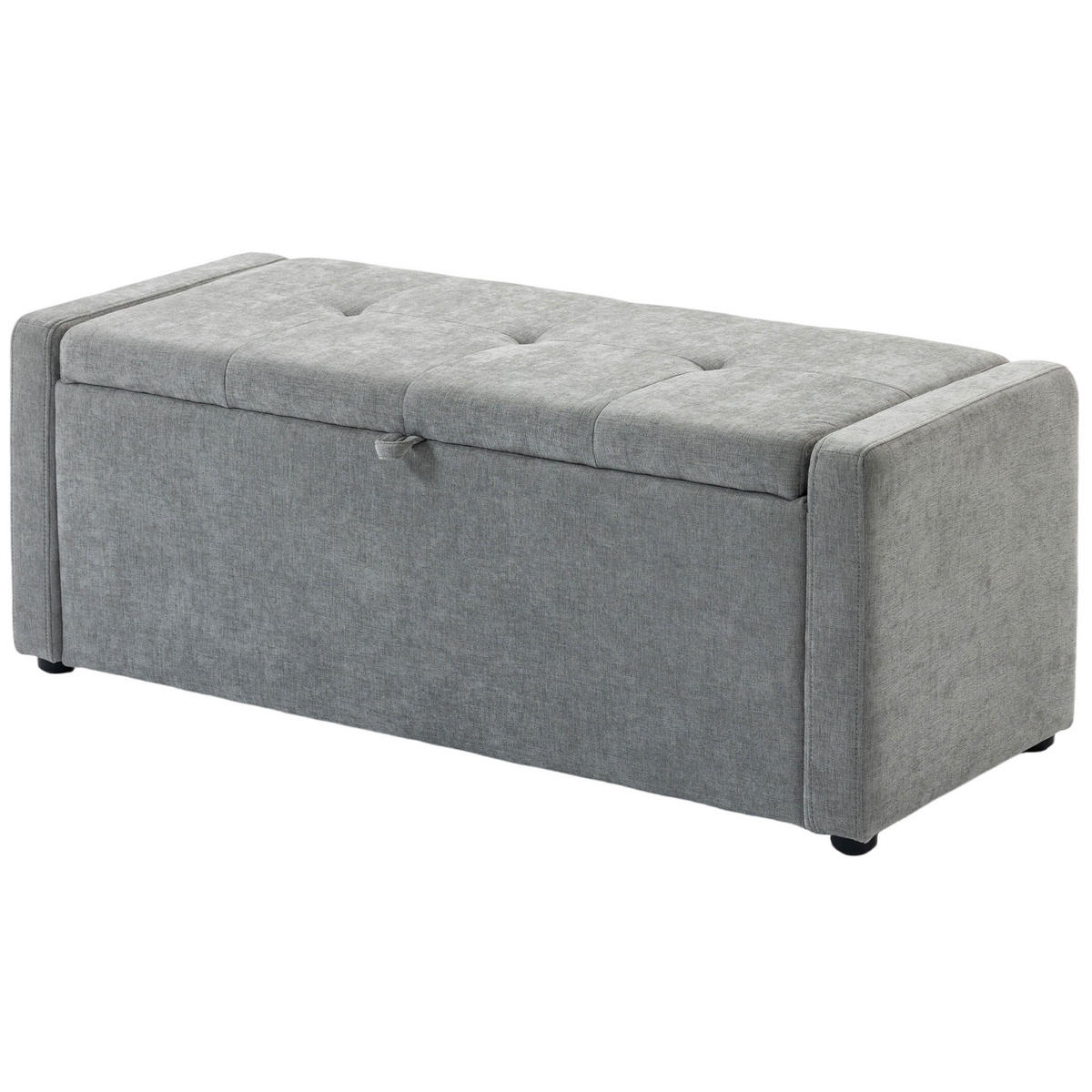 TRUHENBANK DE-16455 breit gepolstert mit Stauraum Hellgrau - Hellgrau, Textil (122/44/48cm) - ComfortXL