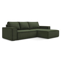 ECKSOFA mit Schlaffunktion Strukturstoff Stoff Grün - Schwarz/Olivgrün, Kunststoff/Textil (290/185cm) - Makamii