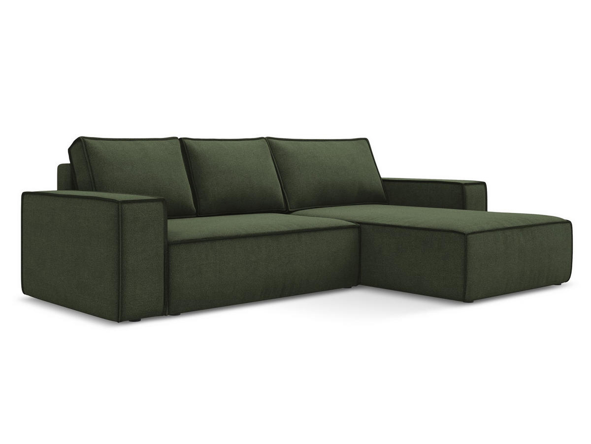 ECKSOFA mit Schlaffunktion Strukturstoff Stoff Grün - Schwarz/Olivgrün, Kunststoff/Textil (290/185cm) - Makamii