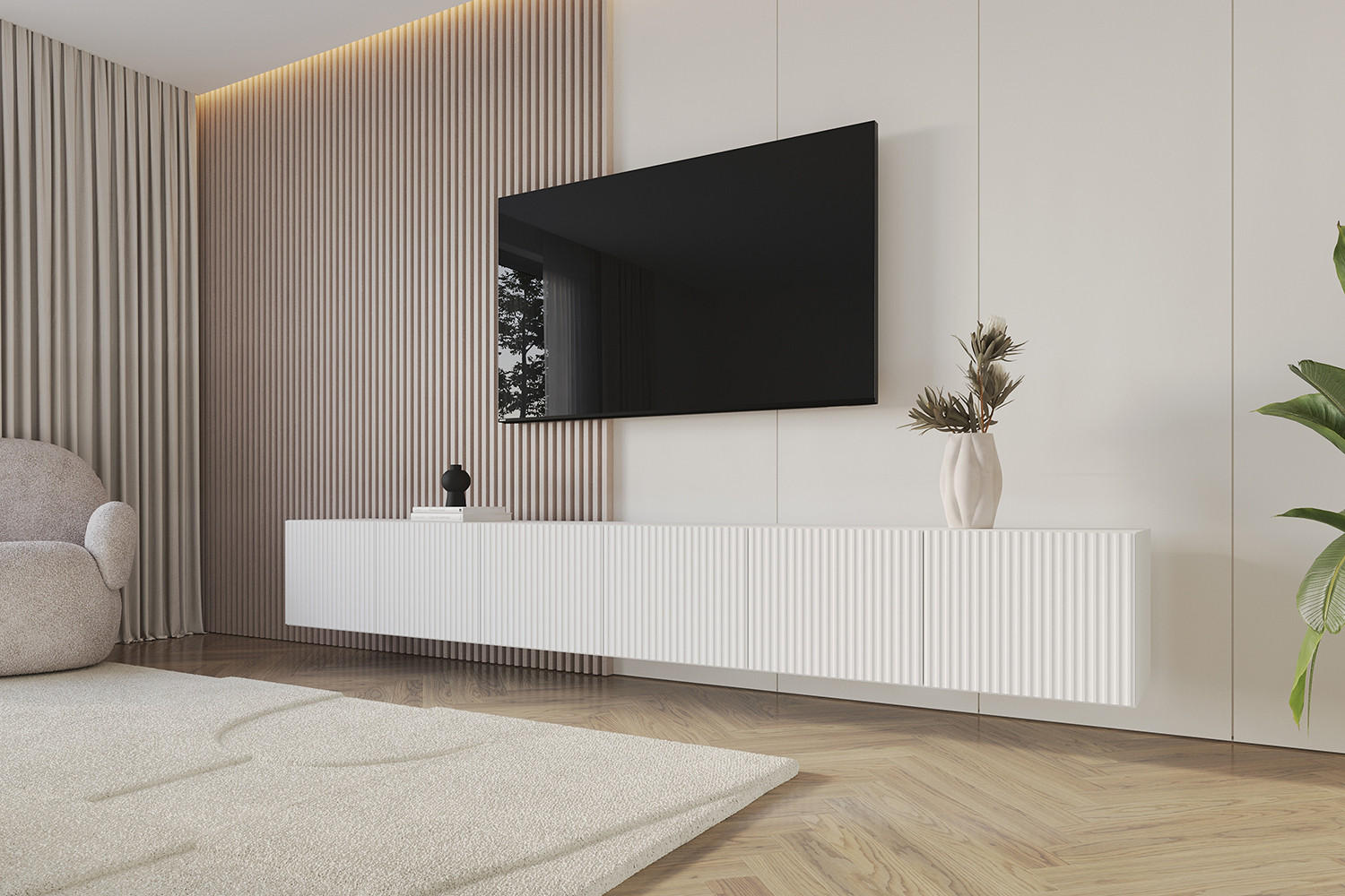 LOWBOARD NOA-2-W 3x100x40x41 cm - Weiß - Weiß, Holzwerkstoff (300/40/41cm) - ALTDECOR