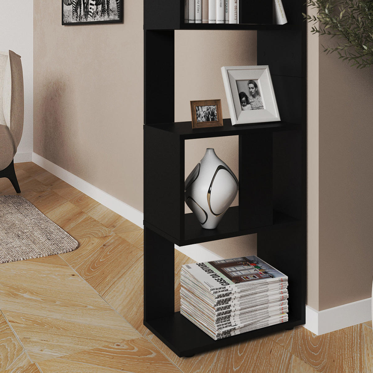 RAUMTEILER Schwarz 45 x 162.6 cm - Schwarz, Holzwerkstoff (45/162.6/23.6cm) - Vicco