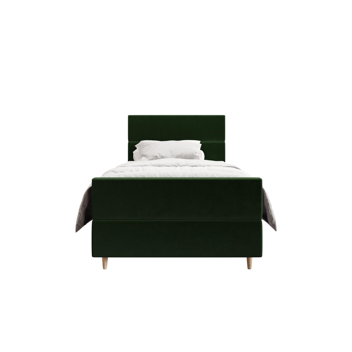 BOXBETT FLO PLUS 100x200 Itaka 10, mit Matratze H3, Bonell und Topper, Dunkelgrün - Dunkelgrün, Holz/Textil (100/200cm) - Bedante