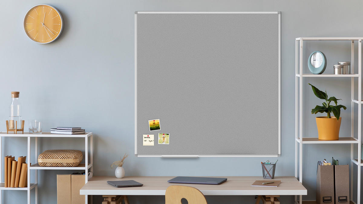 FILZTAFEL mit Aluminiumrahmen 120x120, Grau - Grau, Metall (120/120/1.6cm) - ALLboards