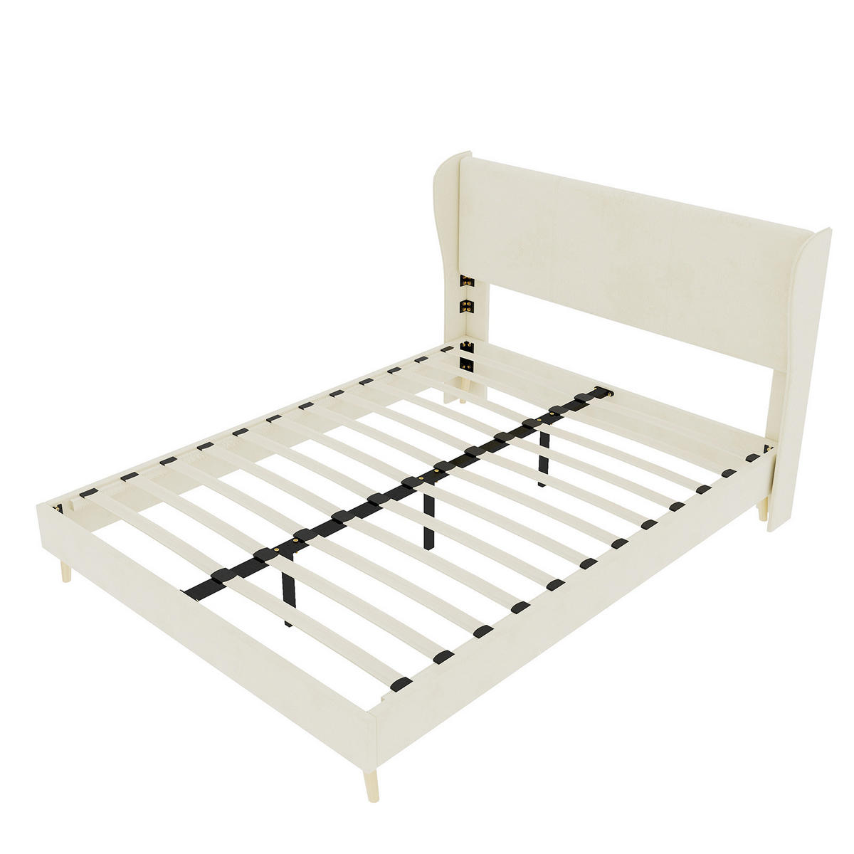 POLSTERBETT 140/200 cm DE-32997 mit Kopfteil und Matratze Beige - Beige, Metall (140/200cm) - ComfortXL
