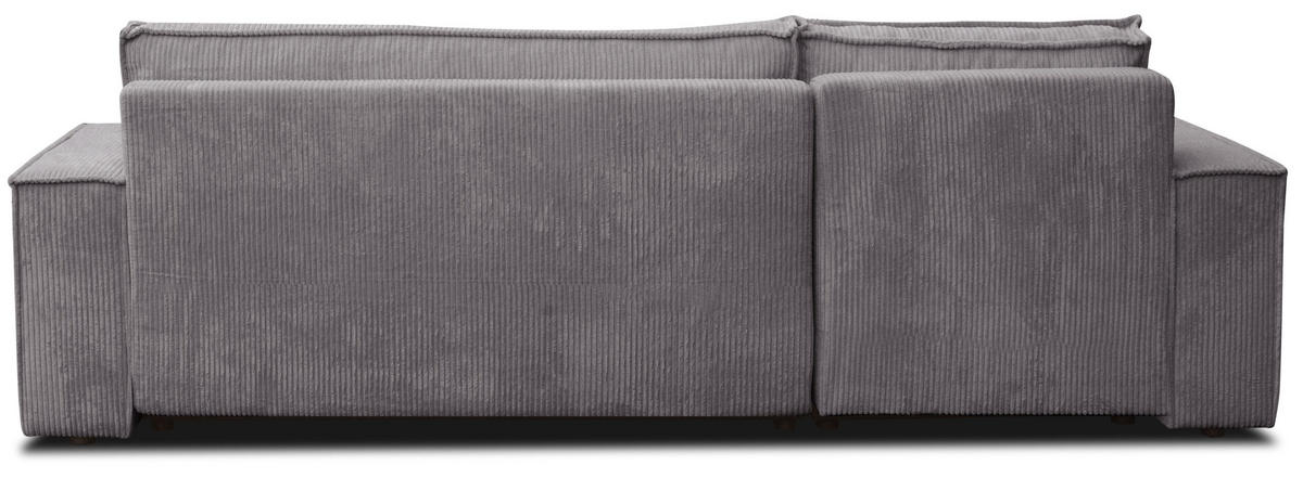 ECKSOFA Hugo L in L-Form mit Schlaffunktion und Bettkasten, Farbe: Dunkelgrau, Cordstoff, Ottomane Unsiversal - Dunkelgrau, Textil (244/145cm) - VENASI MÖBEL