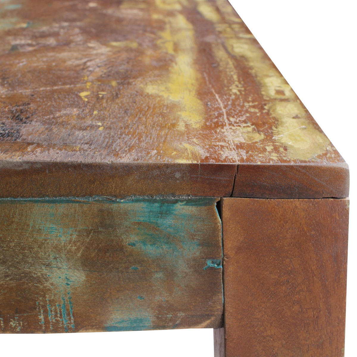 COUCHTISCH aus recyceltem Mango-Holz im Shabby-Chic Stil mit großer Tischplatte, Braun 60x60x47 cm - Braun, Holz (60/60/47cm) - KADIMA DESIGN