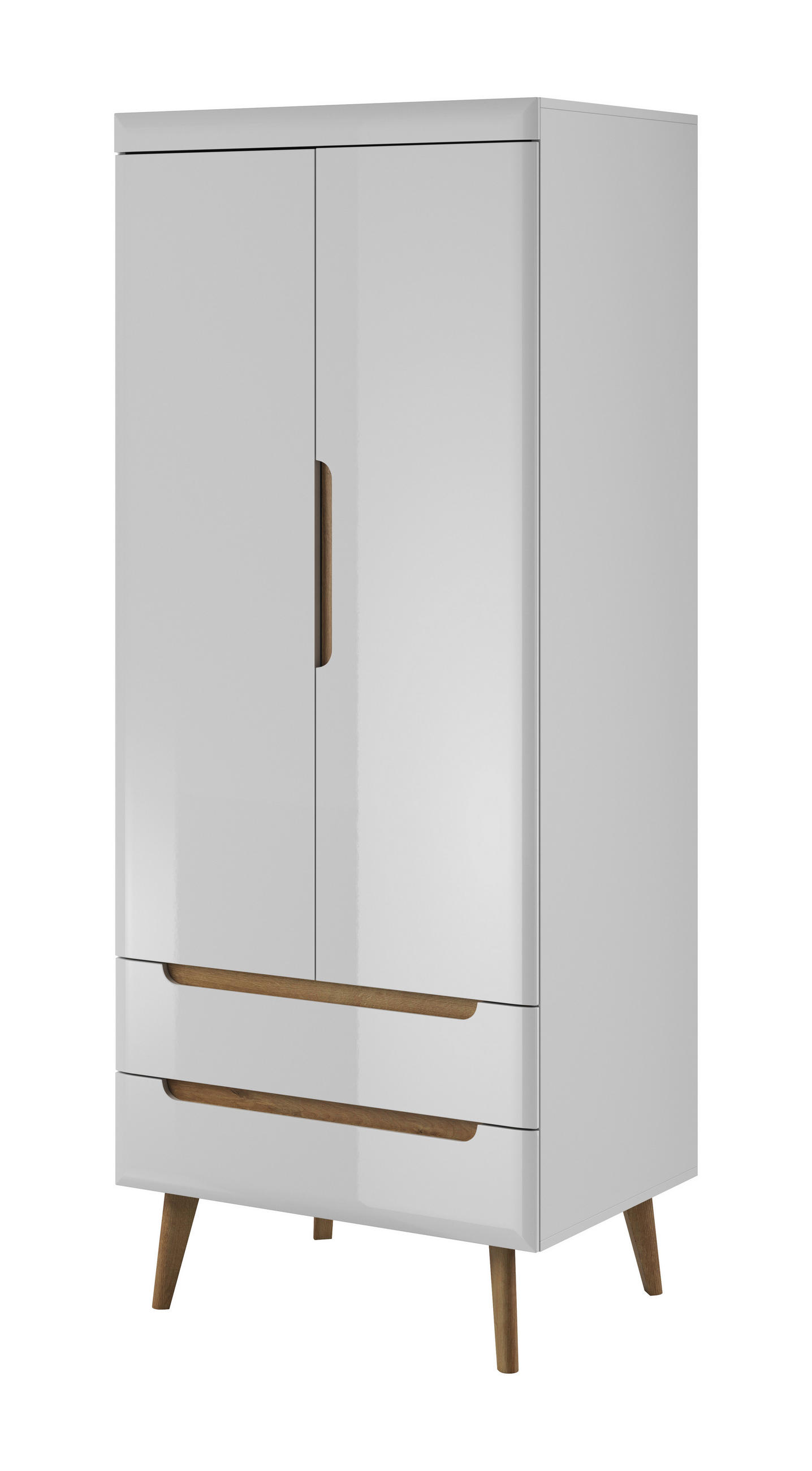 DREHTÜRENSCHRANK NORDICO 80/197/56 cm 2-türig Weiß - Weiß, Holzwerkstoff (80/197/56cm) - MASSENO