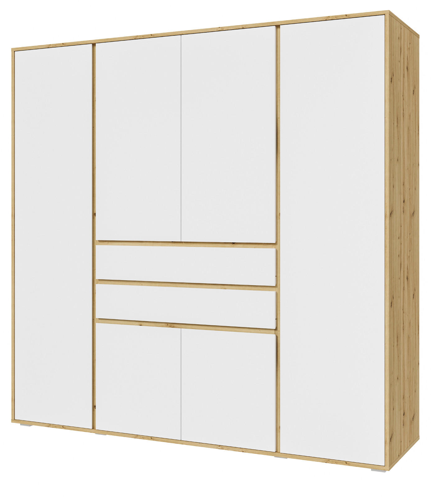 Inn.Furn Kleiderschrank Eiche Artisan, Weiß 197x194x56 cm