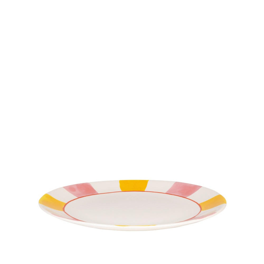 TELLER Alltagsstreifen Rosa Gelb in Rosa - 26cm - Multicolor, Keramik (26.2/26.3/3cm) - Blond Amsterdam