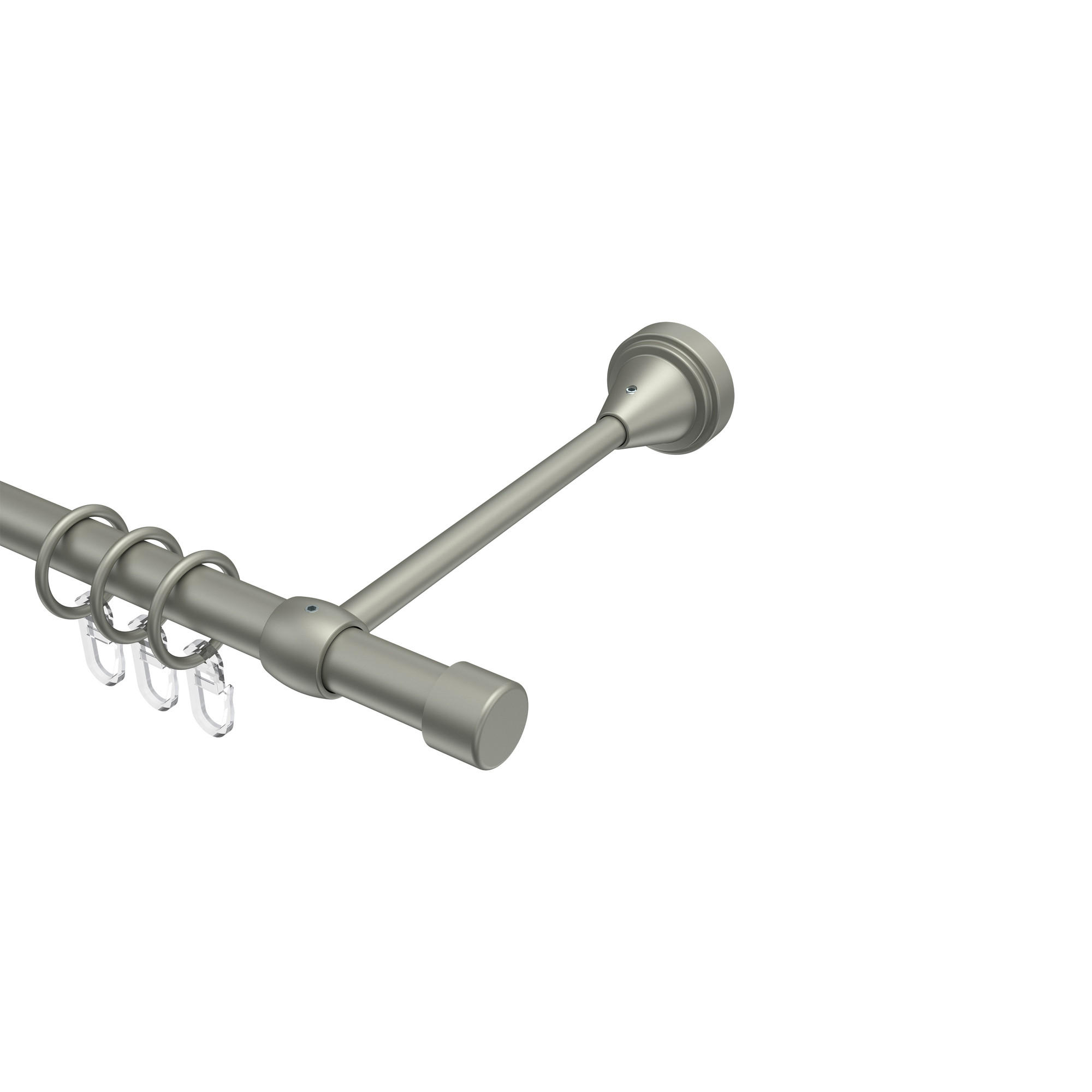 GARDINENSTANGE Primus Lucan 480 cm (geteilt in 3 x 160 cm), 1-läufig, 16 mm Ø Chrom matt - Chromfarben/Nickelfarben, Metall (480cm) - INTERDECO