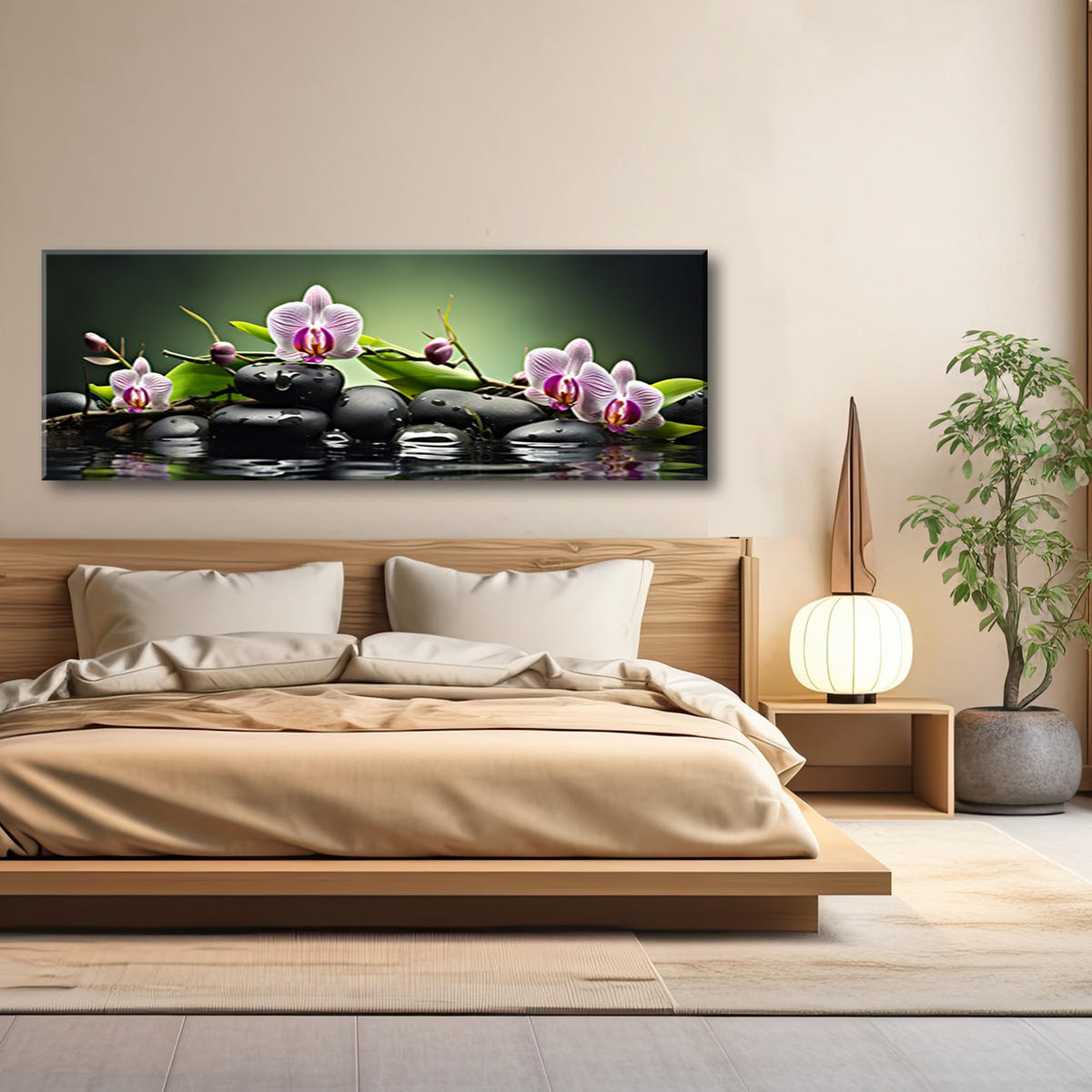 WANDBILD zen spa grün zusammenstellung - Grün, Textil (90/30cm) - Feeby