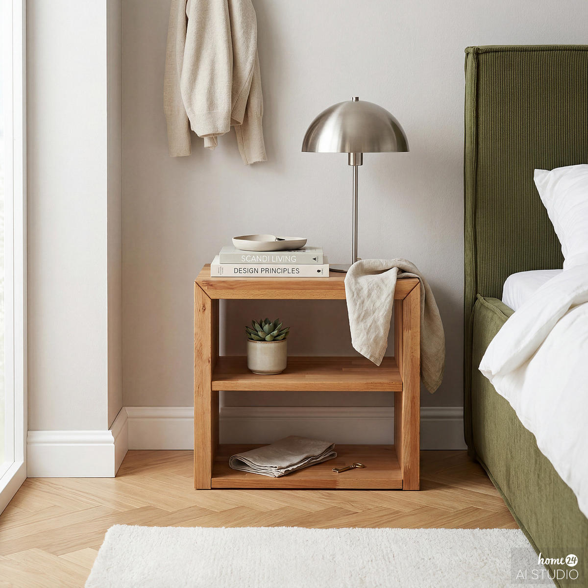 NACHTKOMMODE - Massivholz - Buchefarben, Holz (50/40/33cm) - home24