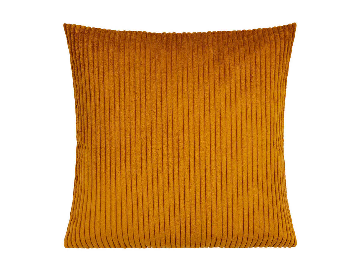 KISSENHÜLLE HYggelig No.2 Block Cord-Samt kurkuma-gelb 50/50 cm - Currygelb, Textil (50/50cm) - beties Heimtextil