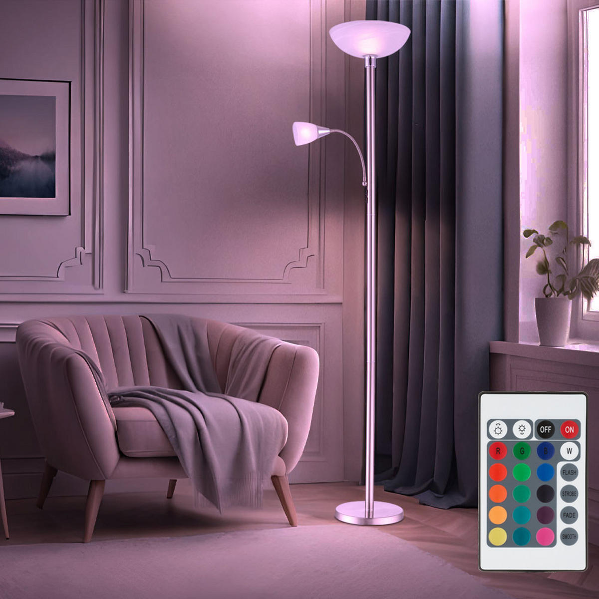 LED STEHLEUCHTE BLADE Silber - Silberfarben, Glas (30/11.2/178cm) - Globo Lighting
