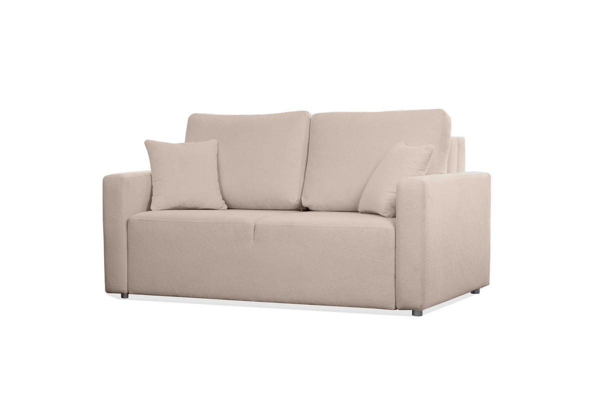 SOFA Mira Beige, Zweisitzer Sofa, mit Schlaffunktion - Beige, Holzwerkstoff/Textil (170/99/114cm) - Bettso