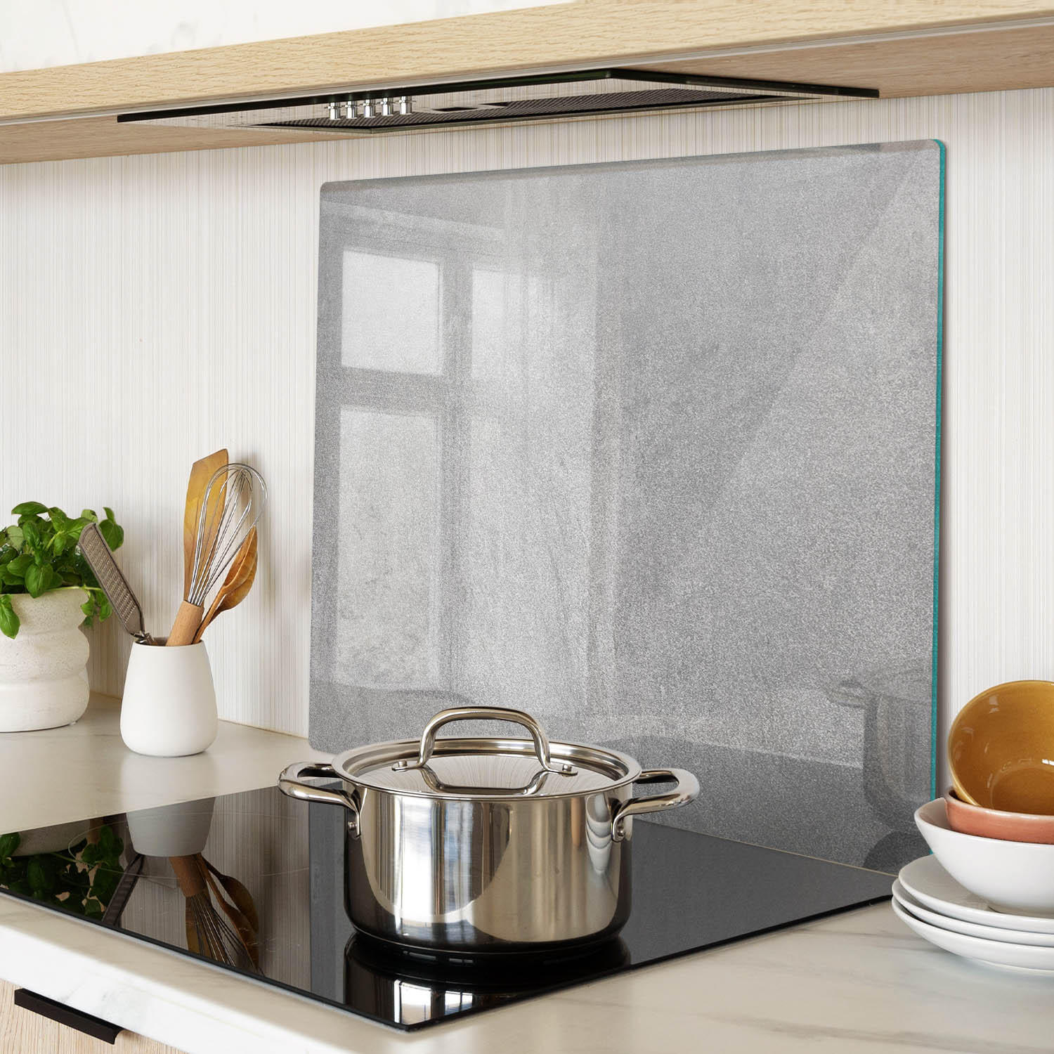 GLASPLATTE 60x52 cm Graue Wand - Grau, Glas (60/0.4/52cm) - TULUP