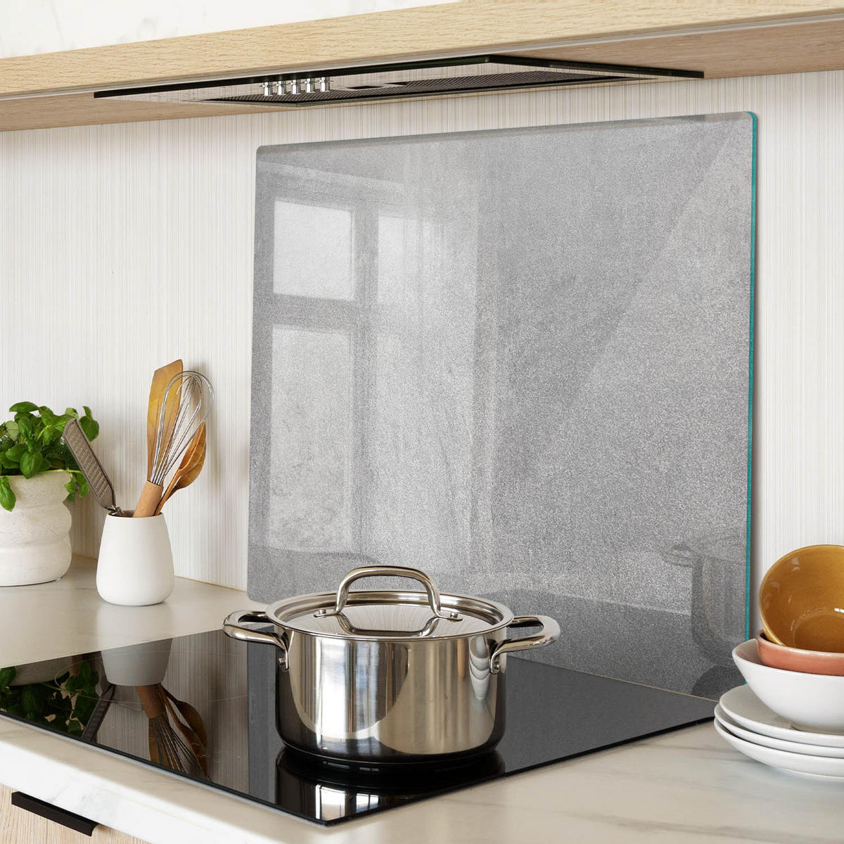 GLASPLATTE 60x52 cm Graue Wand - Grau, Glas (60/0.4/52cm) - TULUP