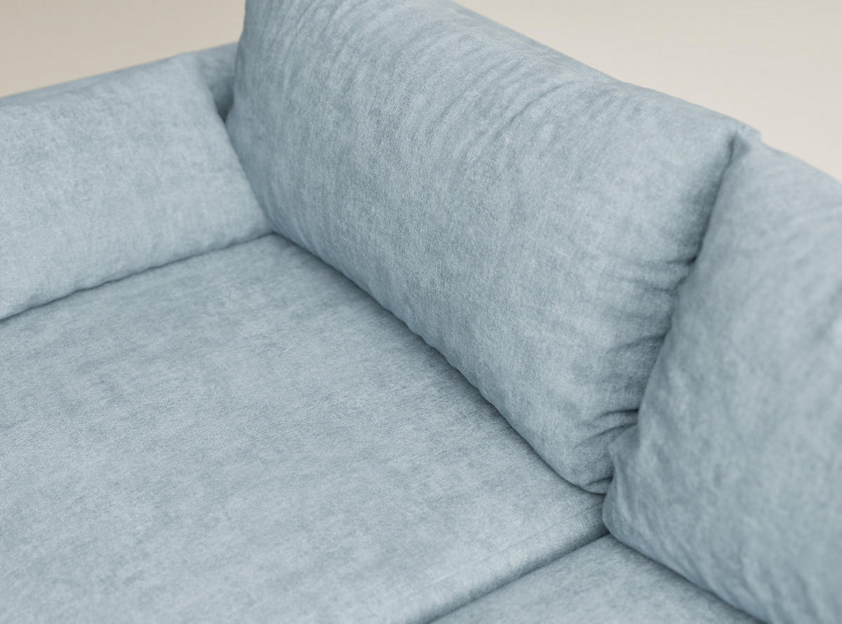 ECKSOFA MIT SCHLAFFUNKTION Leon Hellblau Webstoff - Schwarz/Hellblau, Holz/Holzwerkstoff (239/148cm) - Maison de Reve
