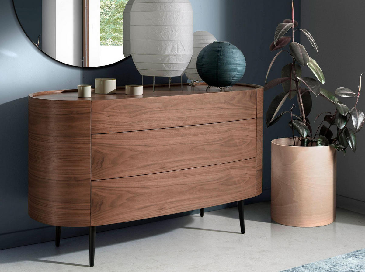 KOMMODE Kommode aus Nussbaumholz und schwarzem Stahl Ø135/48/75 cm - Walnussfarben/Schwarz, Holz (135/75/48cm) - ANGEL CERDA