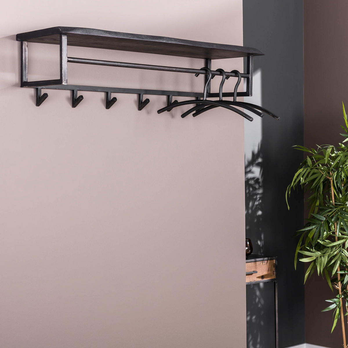 WANDGARDEROBE Yucon Schwarz 100/30/27 cm - Schwarz, Holz (30/27/100cm) - Hoyz Collection