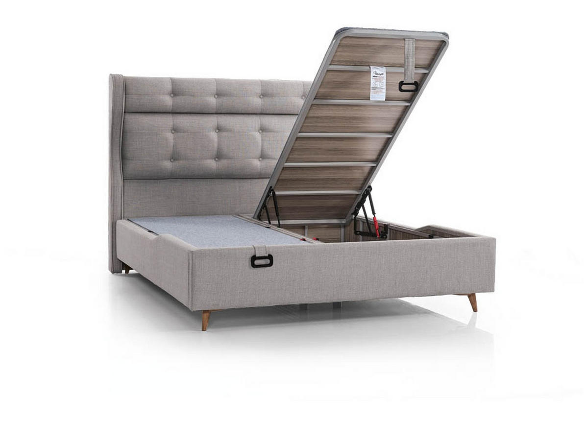 POLSTERBETTSET Cooler 180x200 Grau - Grau, Metall (180/200cm) - Villa Möbel