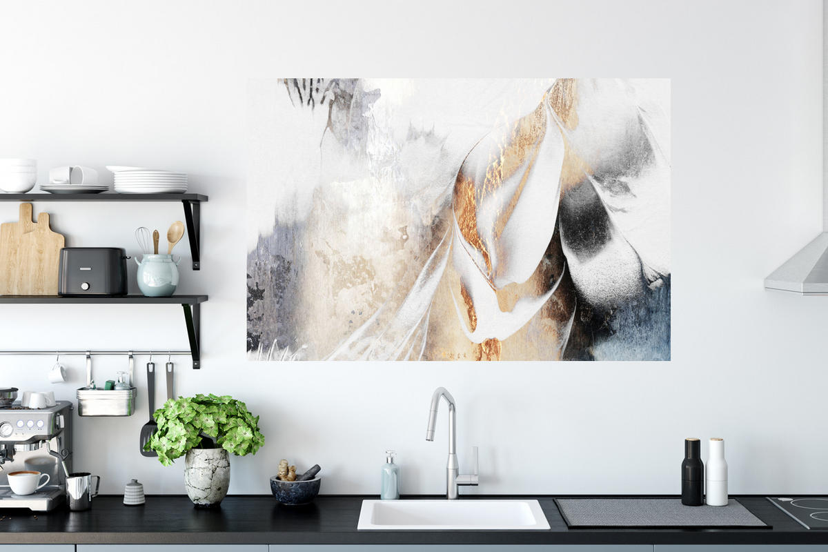 WANDTATTOO Luxus - Abstrakt - Gold - Weiß 120x80 cm - Goldfarben, Kunststoff (120/80/0.1cm) - MuchoWow