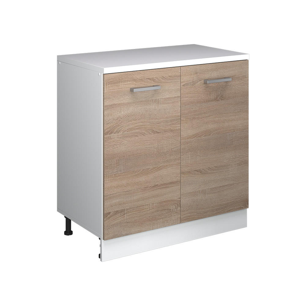 KÖKSSKÅP FÖR SLUTTANDE TAK R-Line, Sonoma, 80 cm utan lutning med 2 dörrar Sonoma ek, Vit 83.8/80/46 cm