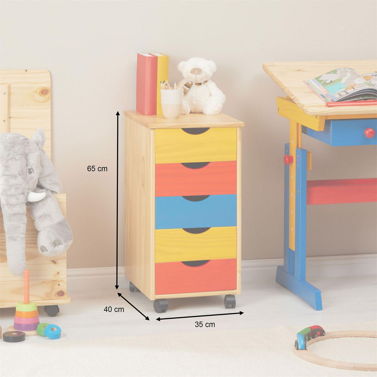 ROLLCONTAINER LAGOS - Multicolor, Holz (35/65/40cm) - IDIMEX