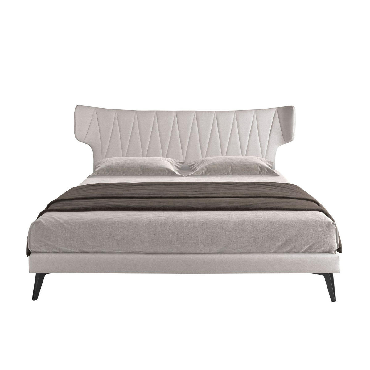 BETT Hellgraues Stoffbett 233/213/112 cm - Schwarz/Grau, Textil (180/200cm) - ANGEL CERDA