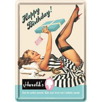 MINIBLECHSCHILD 10/14 cm Say it 50's Happy Birthday Harold's - Multicolor, Metall (10/14/0.1cm) - Nostalgic-Art