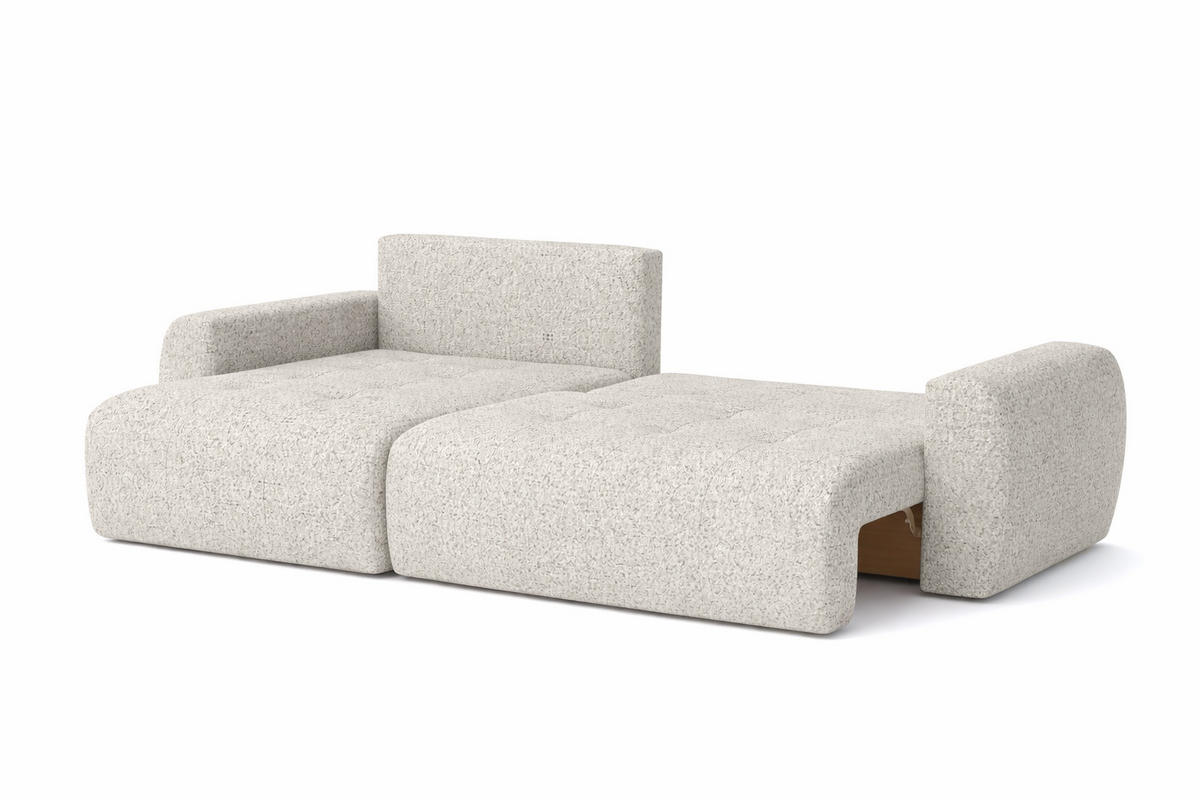 ECKSOFA Mit Schlaffunktion Und Bettkasten L-Form Ivo L, Chenille-Stoff Artico, Nata, Links - Beige, Holz (250/142cm) - Kaiser Möbel