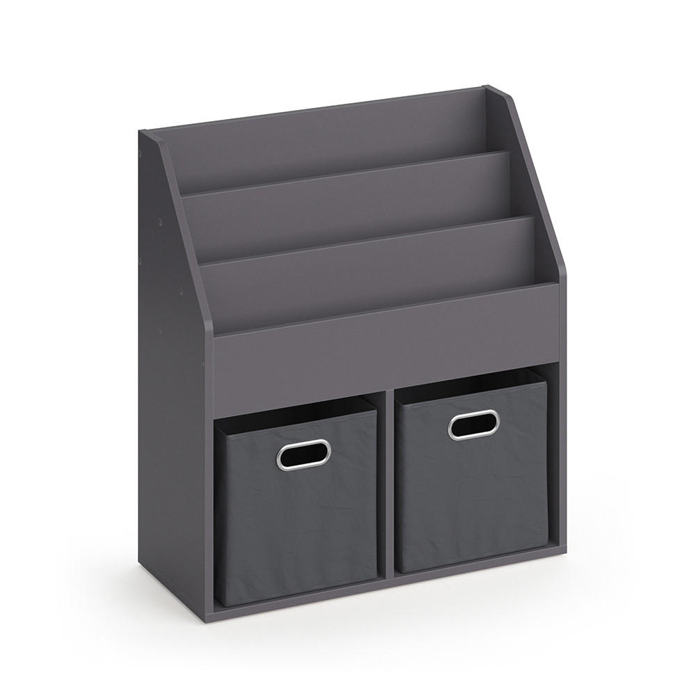 KINDERREGAL Luigi Grau 72 x 79 cm mit 2 Faltboxen opt.1 - Grau, Holzwerkstoff (72/79/30.7cm) - Vicco