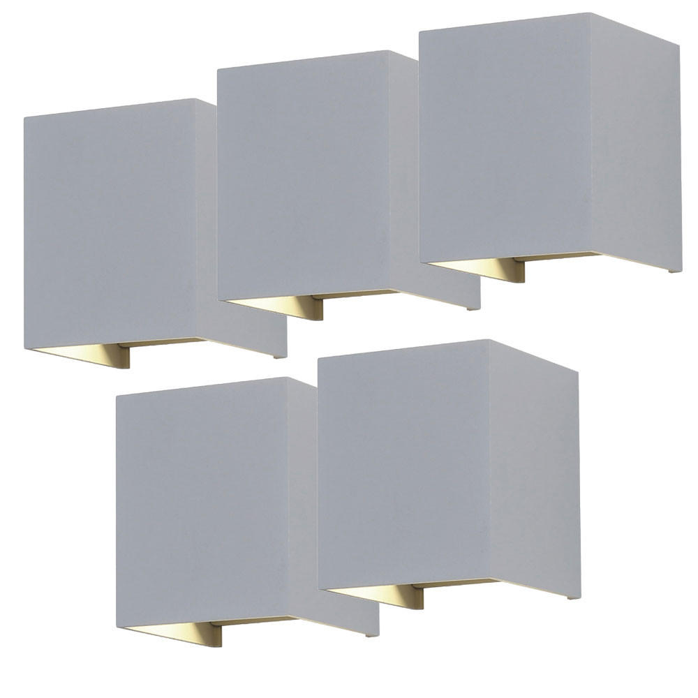 LED AUSSEN-WANDLAMPE Grau Verstellbar 5er Set - Grau, Metall (10/10/10cm)
