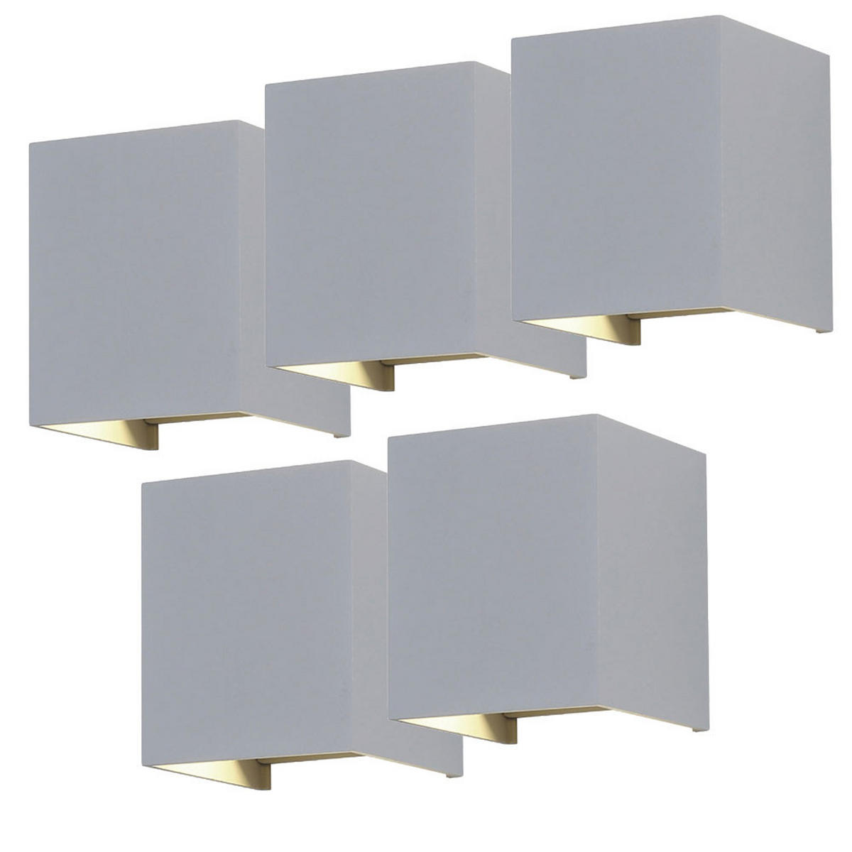 LED AUSSEN-WANDLAMPE Grau Verstellbar 5er Set - Grau, Metall (10/10/10cm)