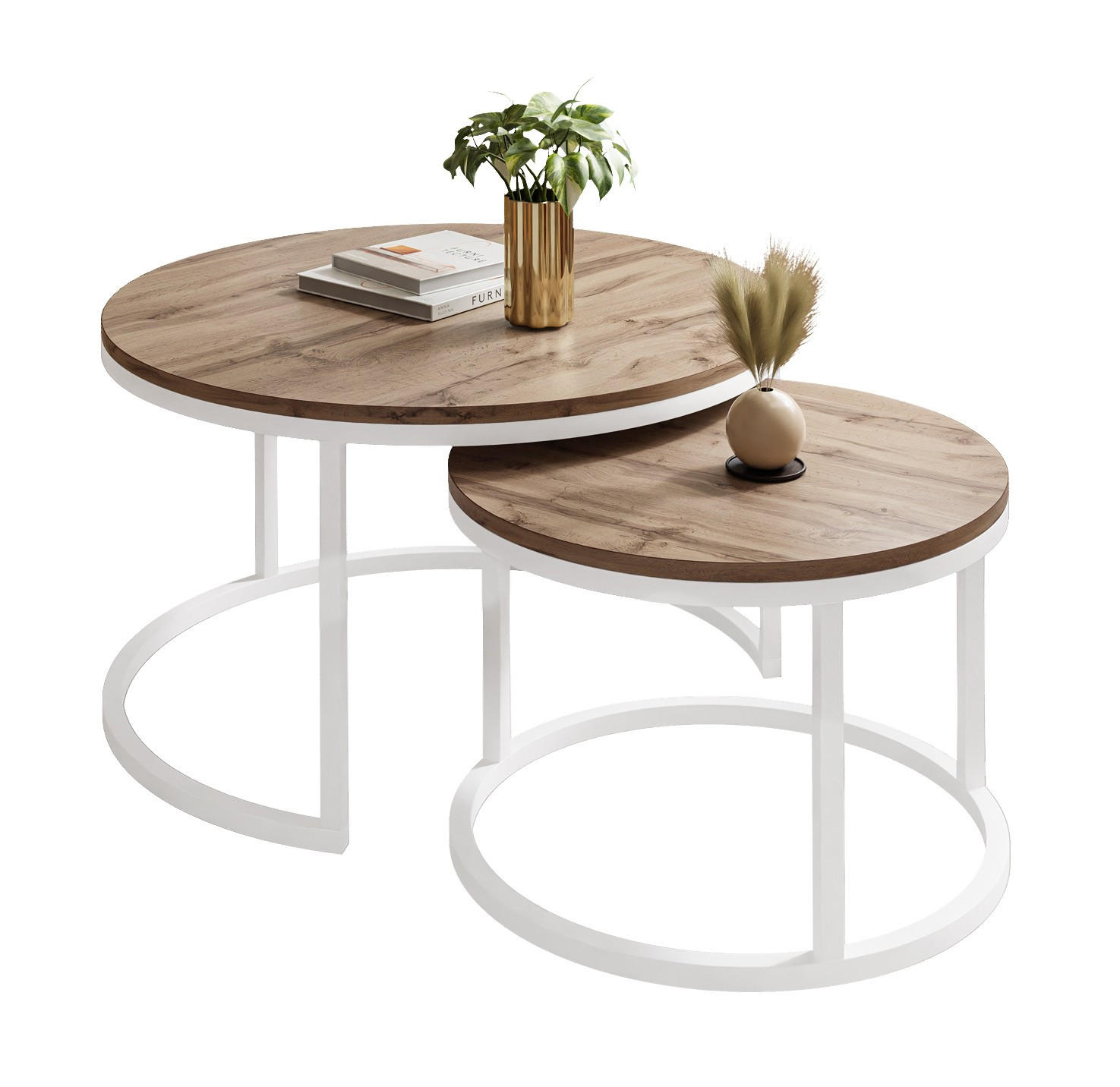 COUCHTISCH CIRI 2-in-1 Eichenholz Wotan - Weiß, Holzwerkstoff (70/70/48cm) - Lookway