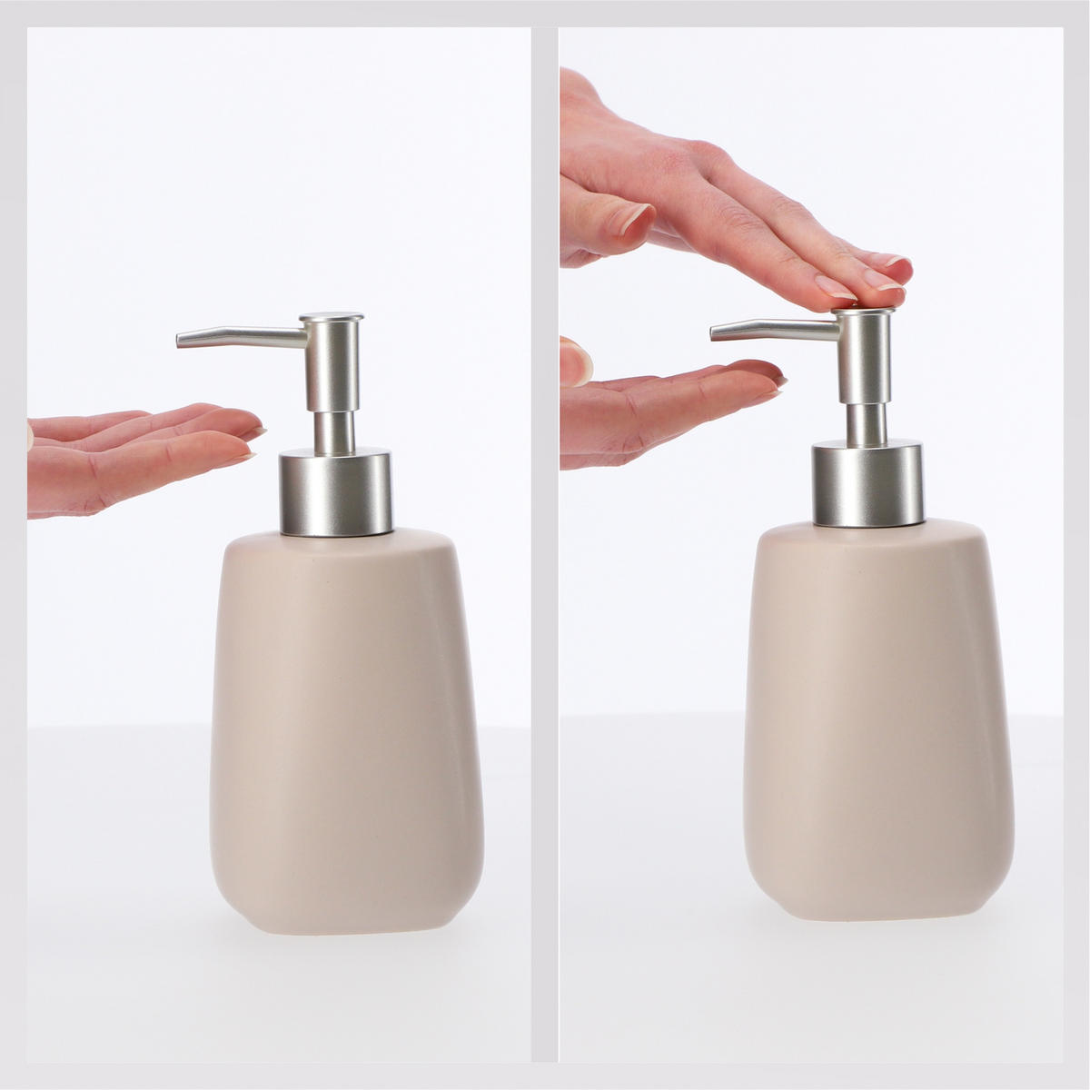 SEIFENSPENDER mit Pumpe 400 ml, beige - Beige, Keramik (8/18cm) - KADAX