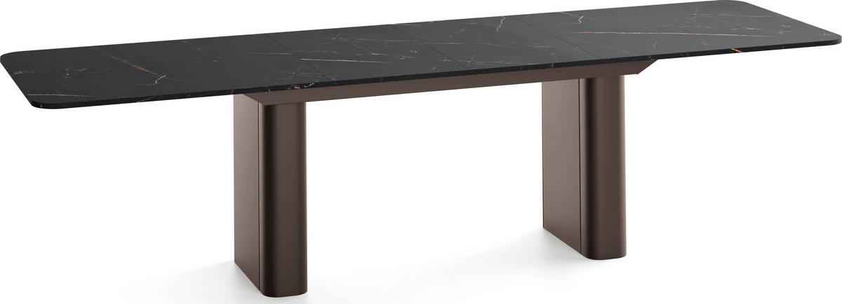 ESSTISCH Riven rechteckig ausziehbar verlängerbar mit Butterfly-Auszug, Schwarz Marmor Kupfer 200-296/90/76 cm - Braun/Kupferfarben, Holzwerkstoff/Metall (90/296/76cm) - WFL GROUP