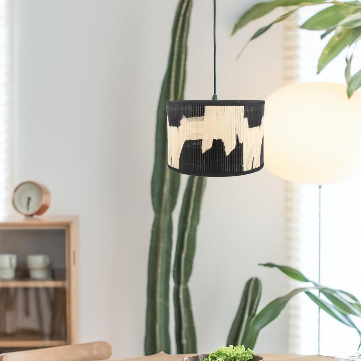 LAMPENSCHIRM Bambus 30/30/20 cm - Schwarz, Naturmaterialien (30/30/23cm) - Authentics
