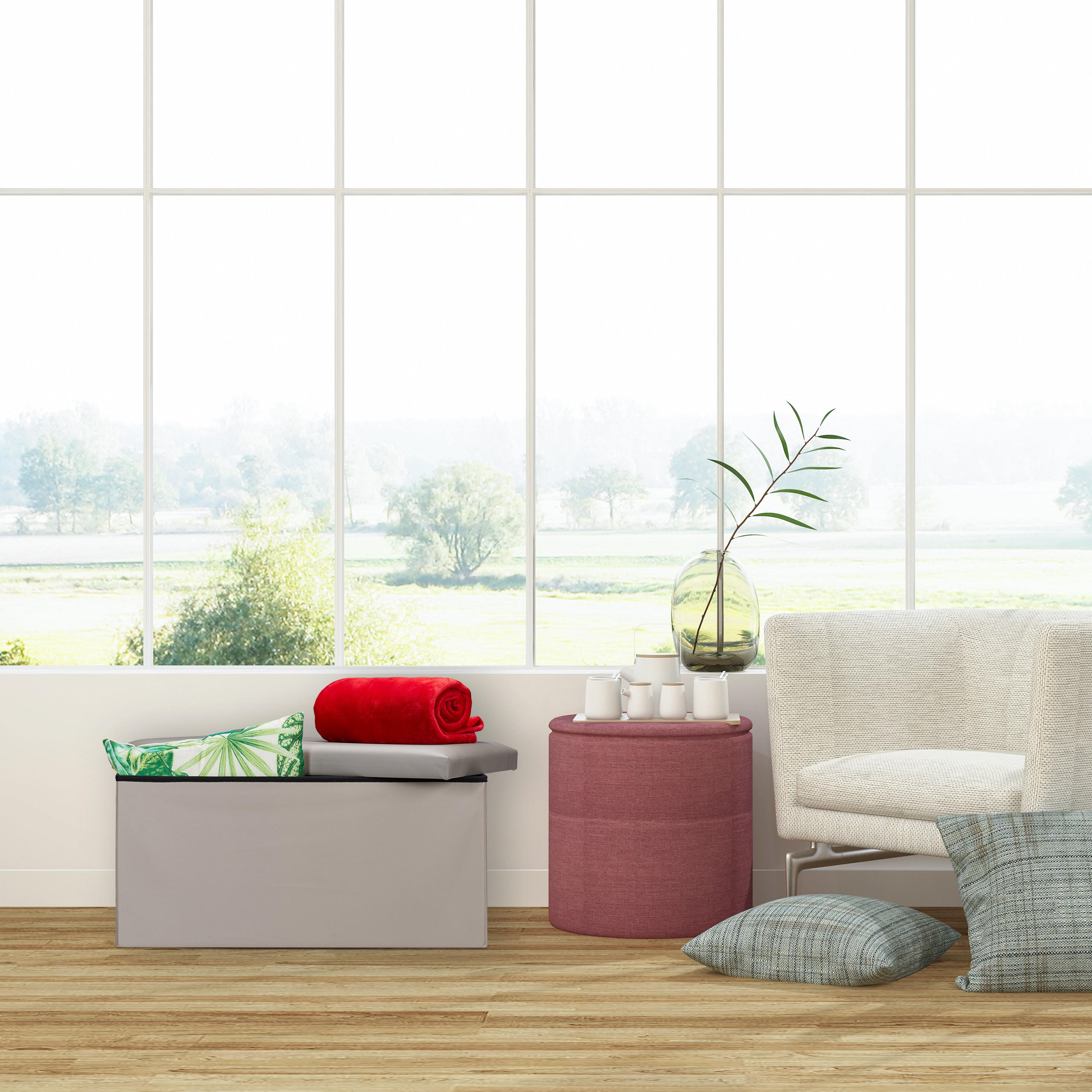 SITZBANK - Grau, Holzwerkstoff/Kunststoff (76.5/37.5/38.5cm) - Relaxdays