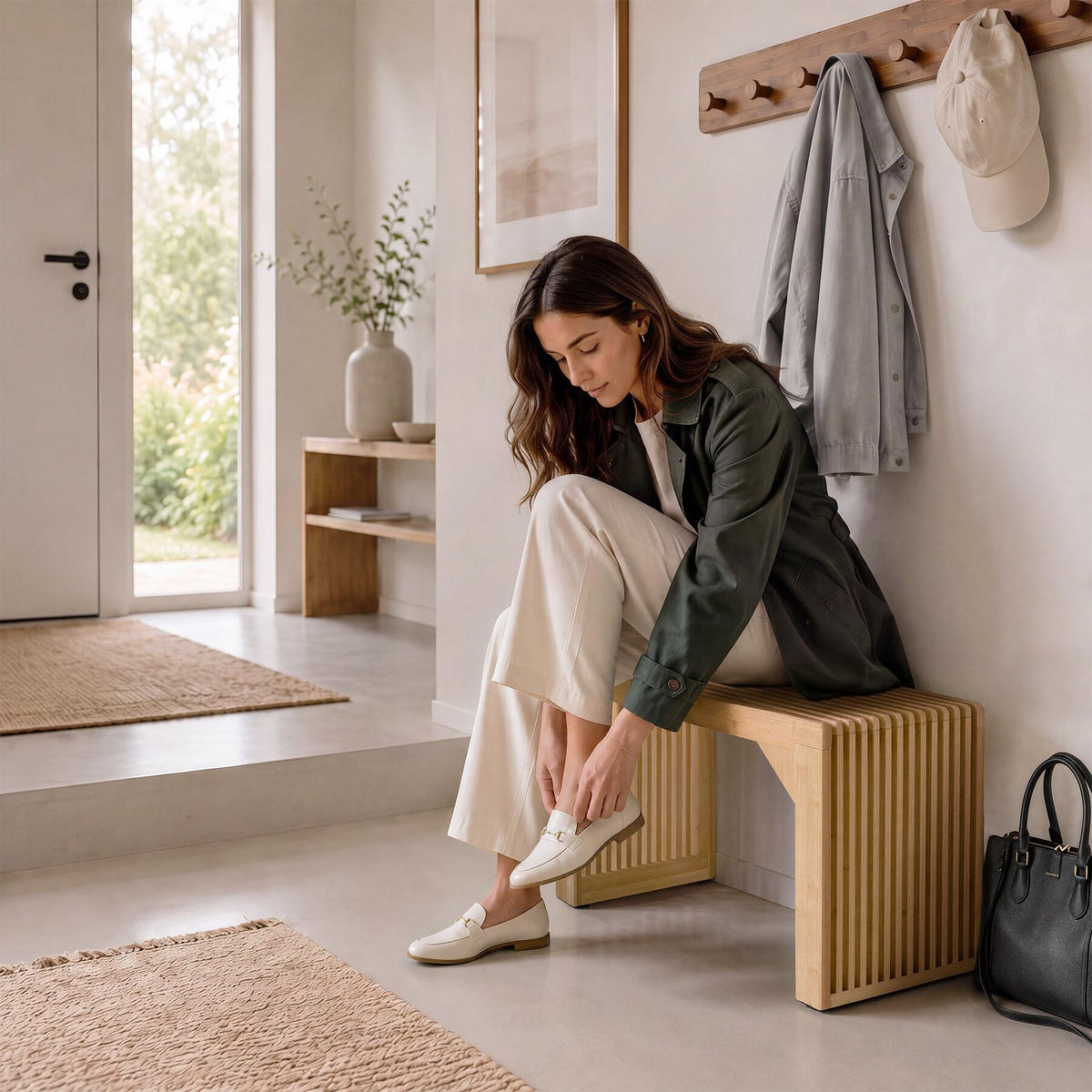 SITZBANK Ribb, Belastbarkeit 350 kg, Bambus - Beige, Holz (73/43/35cm) - tectake
