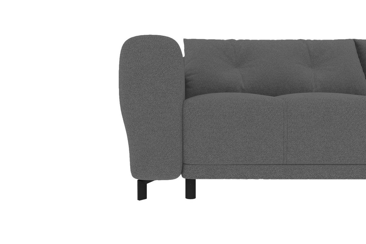 ECKSOFA Massimo Strukturstoff Anthrazit inkl. Schlaffunktion Rechts - Anthrazit/Schwarz, Textil/Metall (246/177cm) - 99rooms