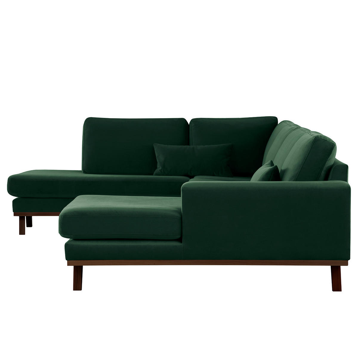 WOHNLANDSCHAFT mit Longchair - Buchefarben/Grün, Buchenholz/Textil (371/81/219cm) - home24