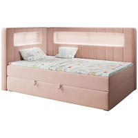 BOXSPRINGBETT JUNIOR GOLD 3 90/200 Rosa - linke Seite - Rosa, Holz/Textil (90/200cm) - MKS